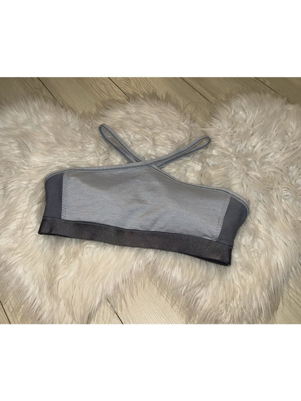 Athleta Halter Sports Bra Lined Wire Free Womens M Medium Gray